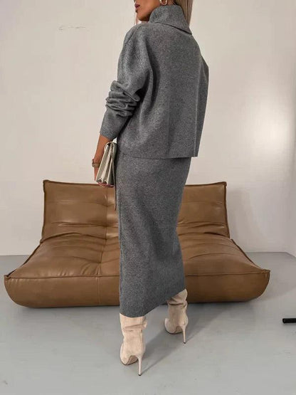 Gebreide Midi Jurk en Coltru Set voor Vrouwen