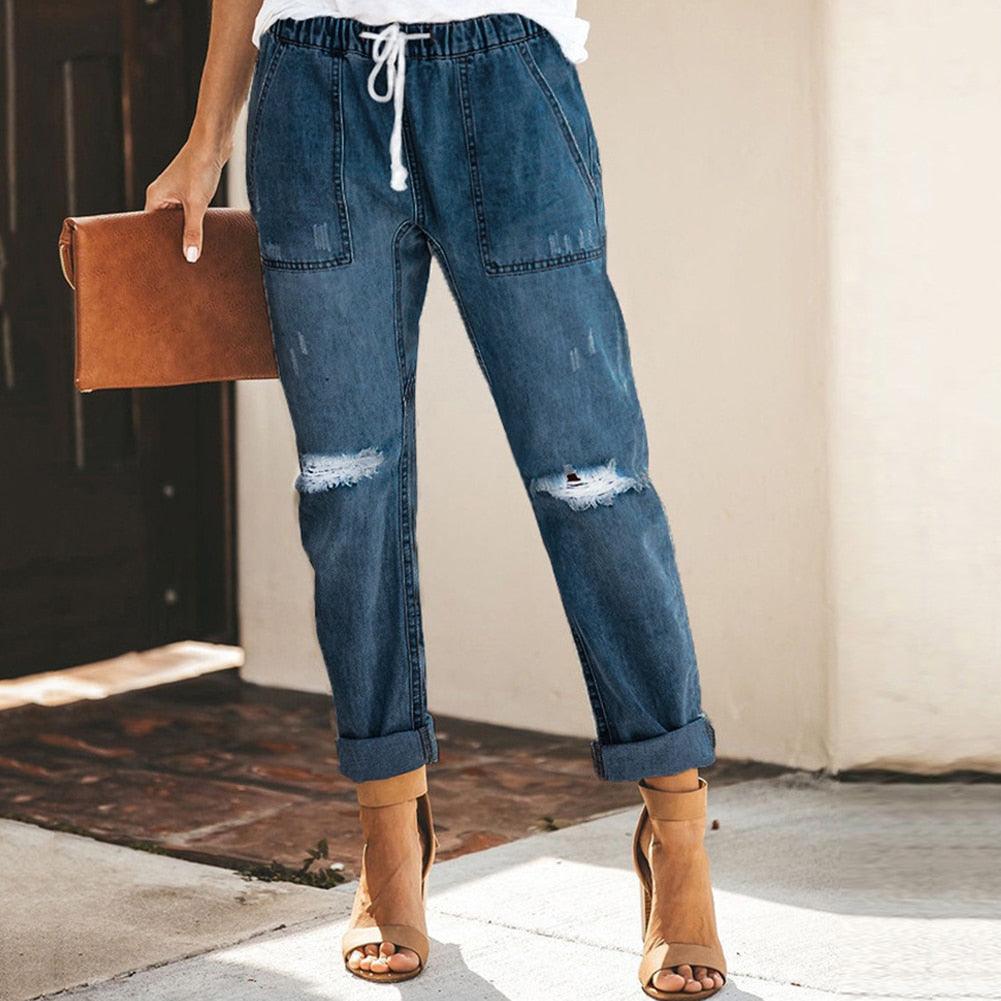 Zoë – Relaxed Fit Jeans met Elastische Taille voor Dames