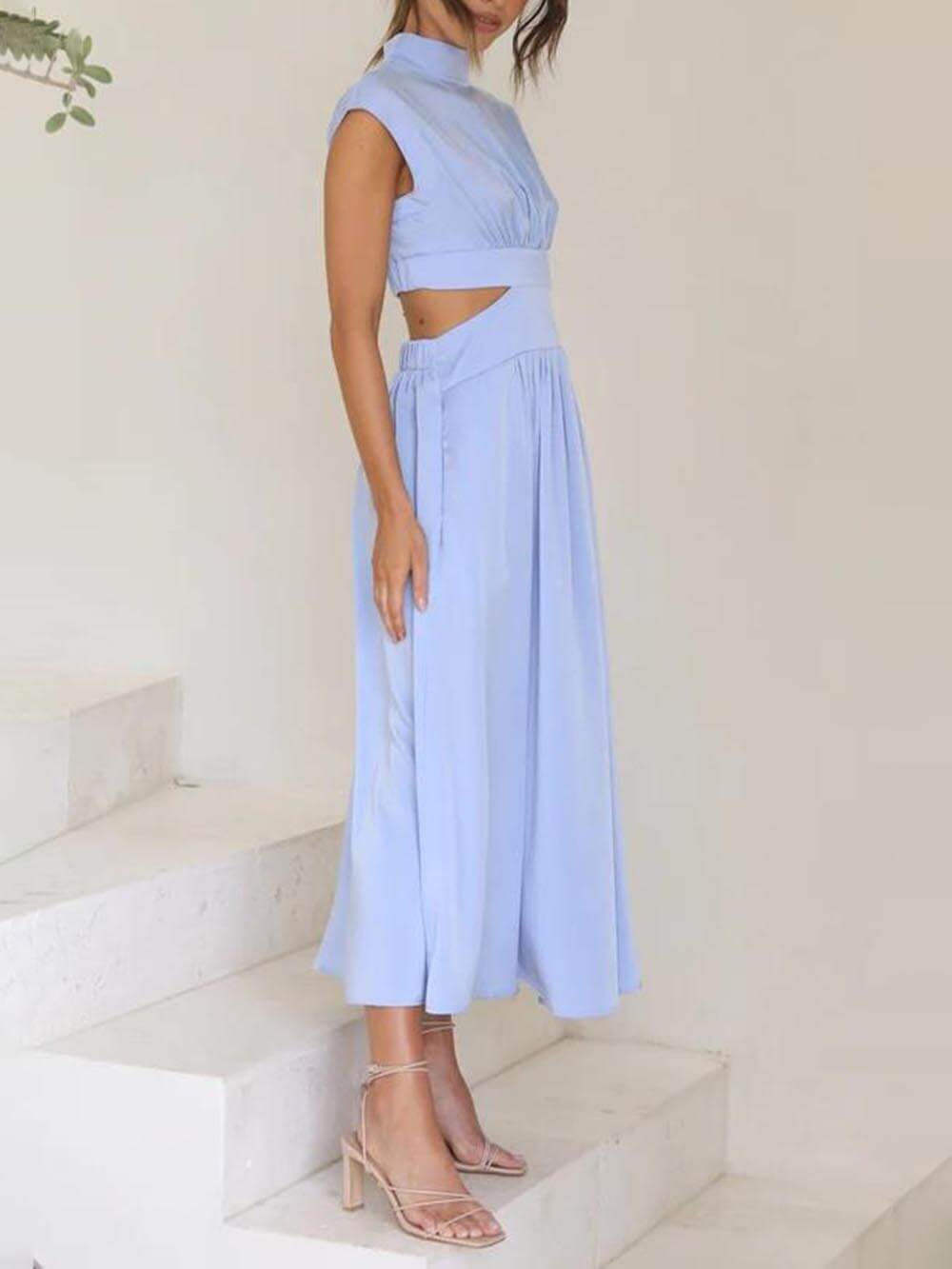 Aneta - Midi-jurk met uitgesneden taille voor dames