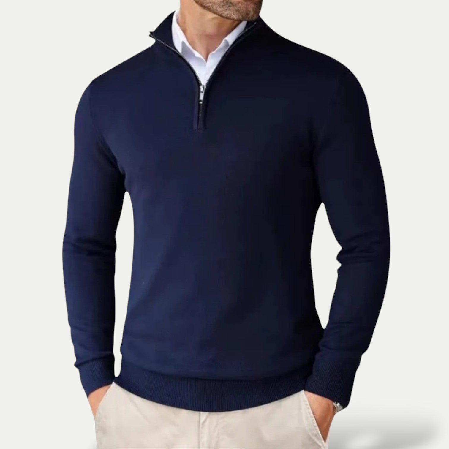 Heren Pullover Met Halve Rits En Lange Mouwen Voor Casual Gebruik