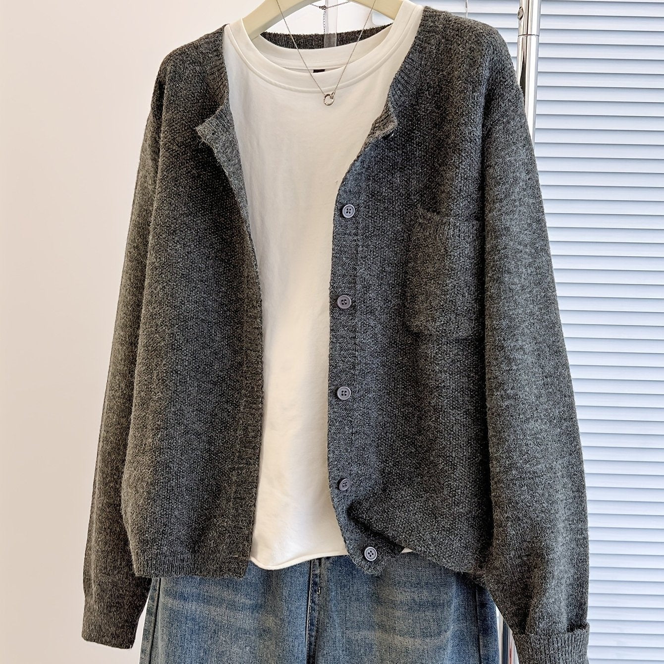 Trendy Zacht Gebreid Dames Vest Met Knopen En Borstzak