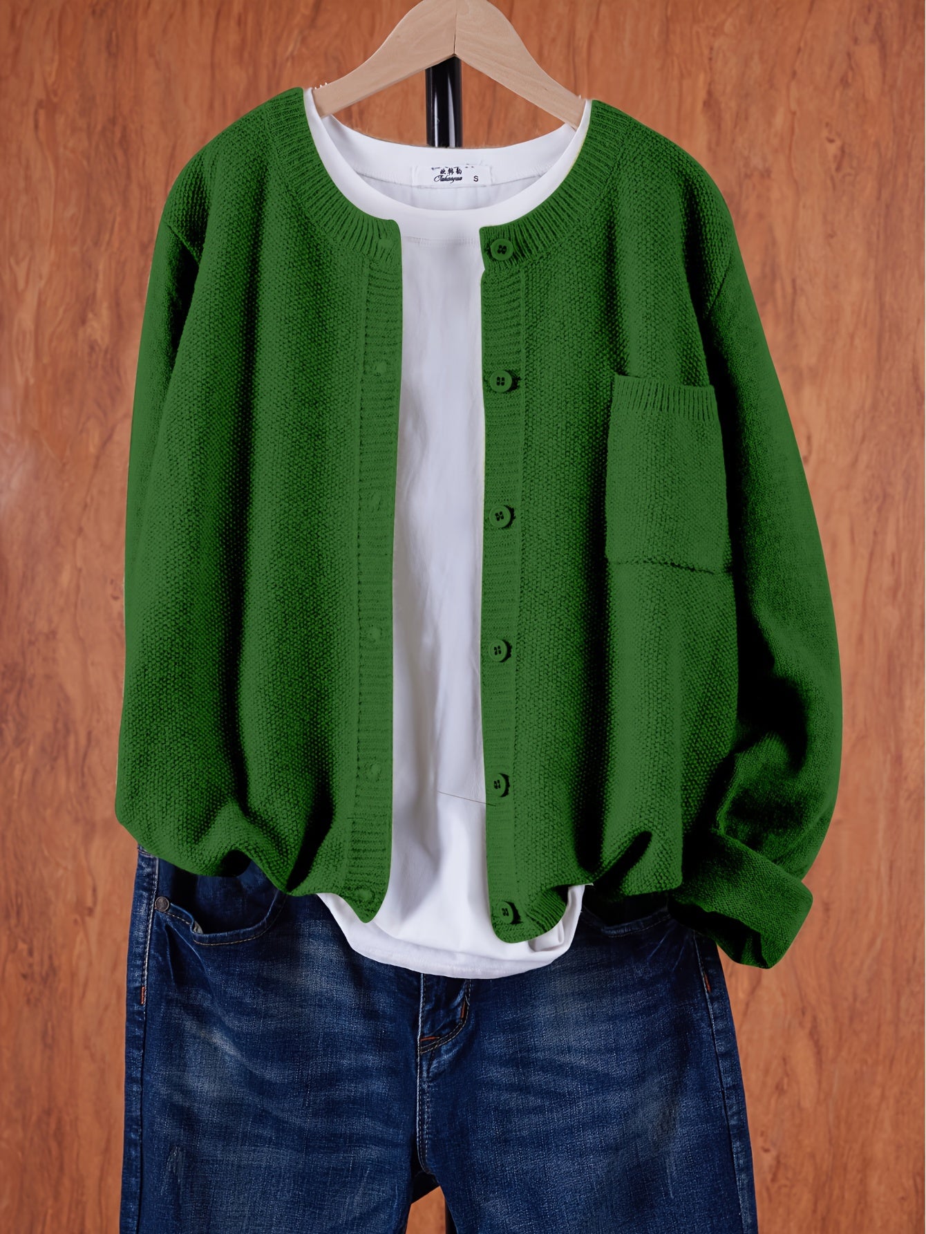 Trendy Zacht Gebreid Dames Vest Met Knopen En Borstzak