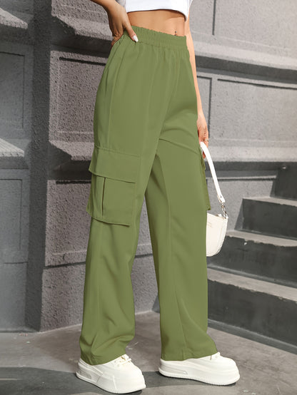 Comfortabele Cargo Broek Voor Vrouwen Met Elastische Taille En Ruime Zakken