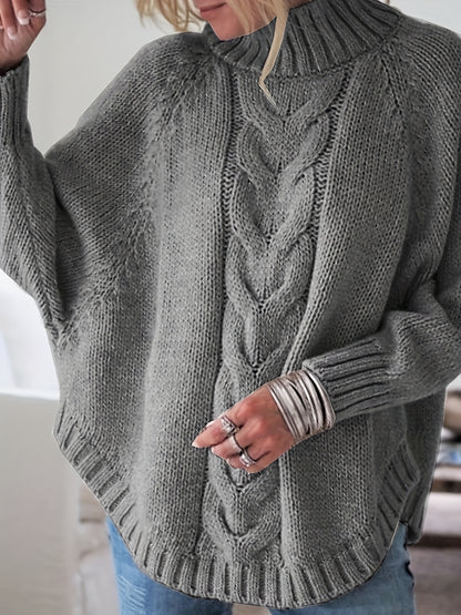 Warme Oversized Kabeltrui Voor Dames Met Col
