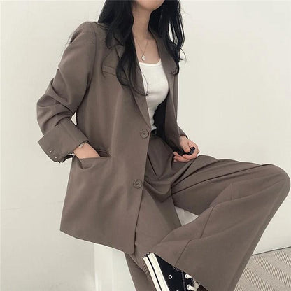 Athena - Minimalistische Blazerset met Bijpassende Broek voor Dames