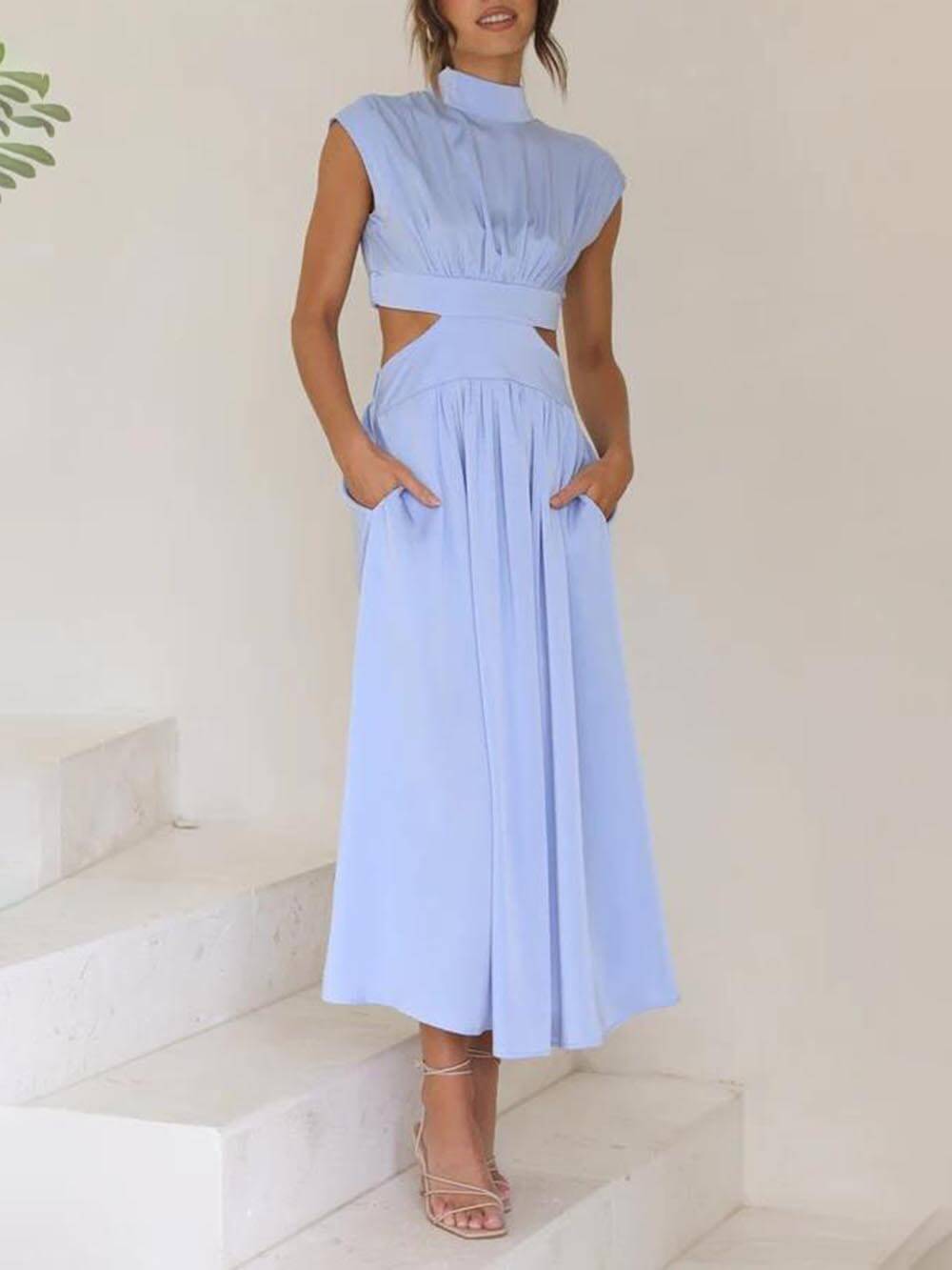 Aneta - Midi-jurk met uitgesneden taille voor dames