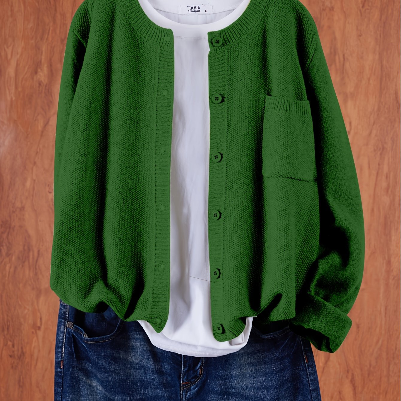 Trendy Zacht Gebreid Dames Vest Met Knopen En Borstzak