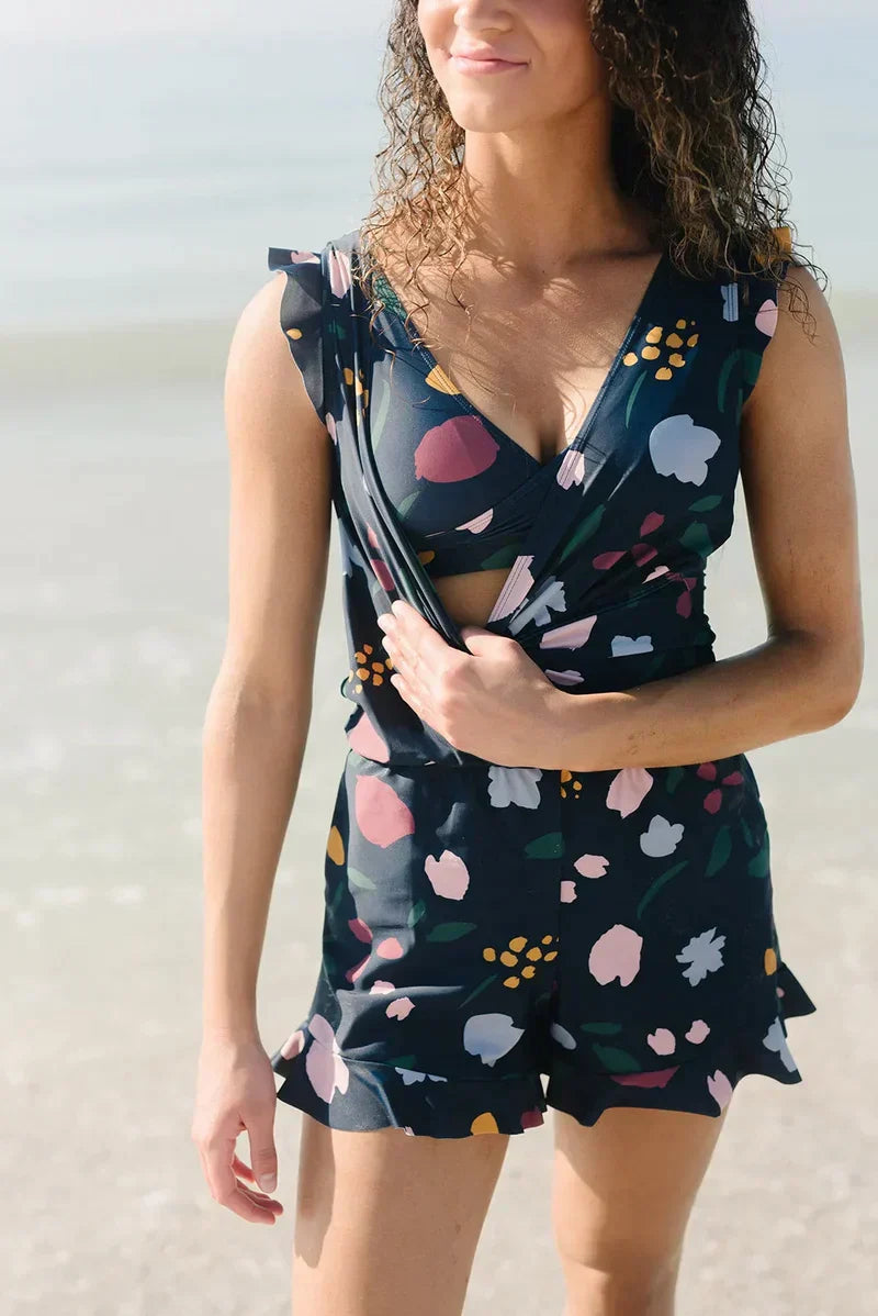 Zomerse Tankini Set voor Dames met Ruches en V-hals