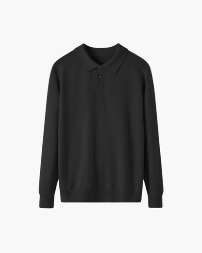 Stijlvolle Heren 3 Delige Set Polo met Lange Mouwen Broek en Suède Loafers