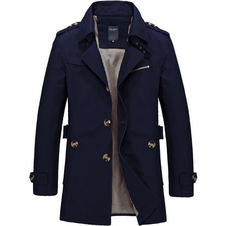 Casual Heren Trenchcoat Lichtgewicht Waterdichte met Knoopsluiting en Zakken