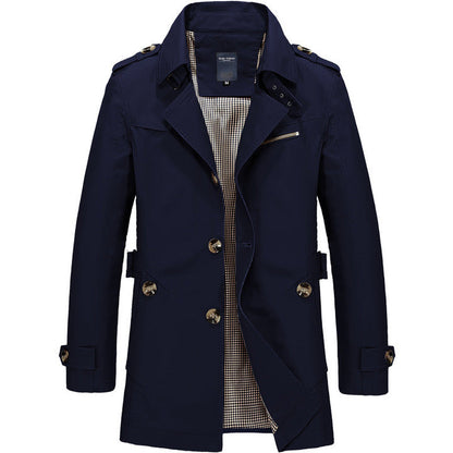 Casual Heren Trenchcoat Lichtgewicht Waterdichte met Knoopsluiting en Zakken