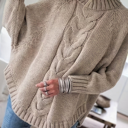 Warme Oversized Kabeltrui Voor Dames Met Col