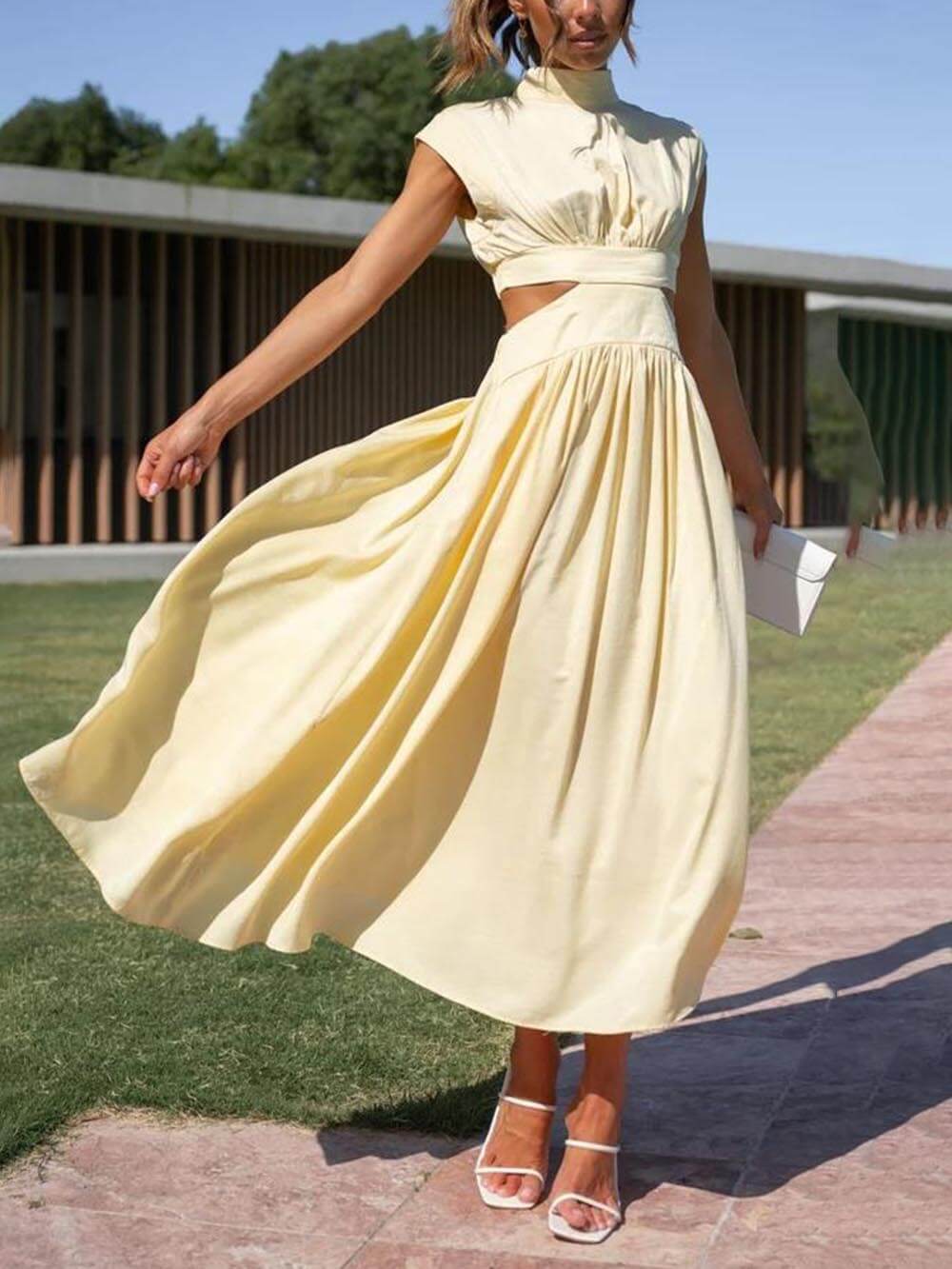 Aneta - Midi-jurk met uitgesneden taille voor dames