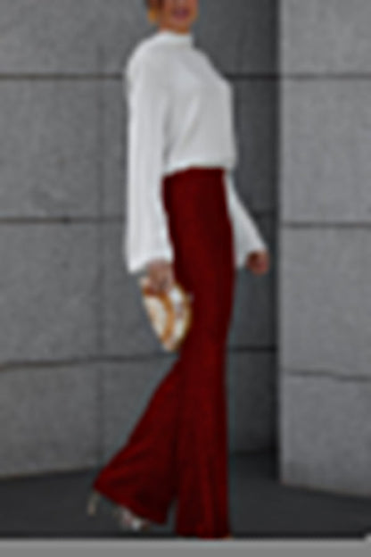 Glitter Elegante Dames High Waist Flared Pailletten Broek