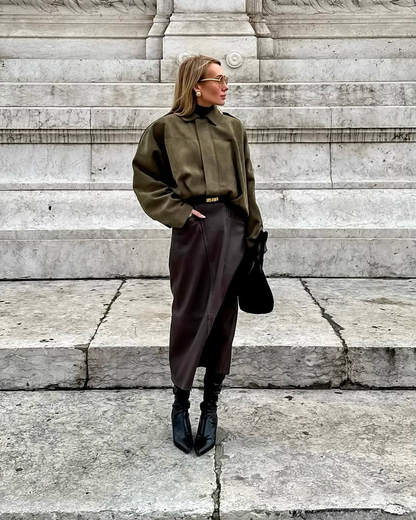 Oversized Suède Leren Jas Voor Vrouwen Stijlvol