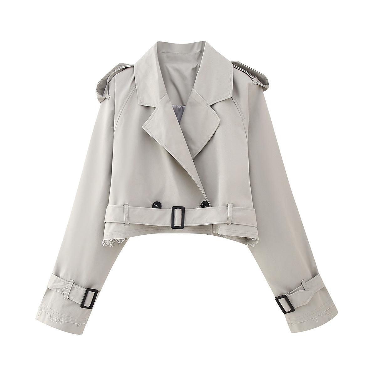 Emory – Cropped Trenchcoat met Tailleband voor Dames