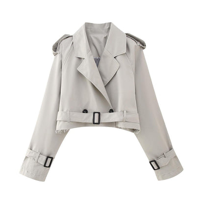 Emory – Cropped Trenchcoat met Tailleband voor Dames