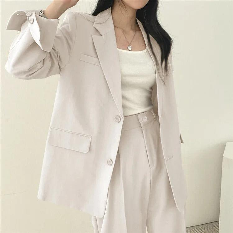 Athena - Minimalistische Blazerset met Bijpassende Broek voor Dames