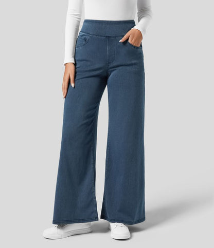 Norella - Wijde broek met high waist en elastische taille voor dames