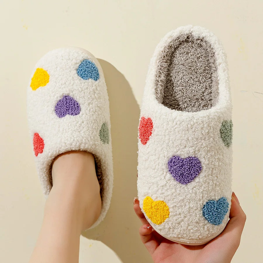 Warme Pantoffels Met Kleurrijk Hartjespatroon Voor Vrouwen