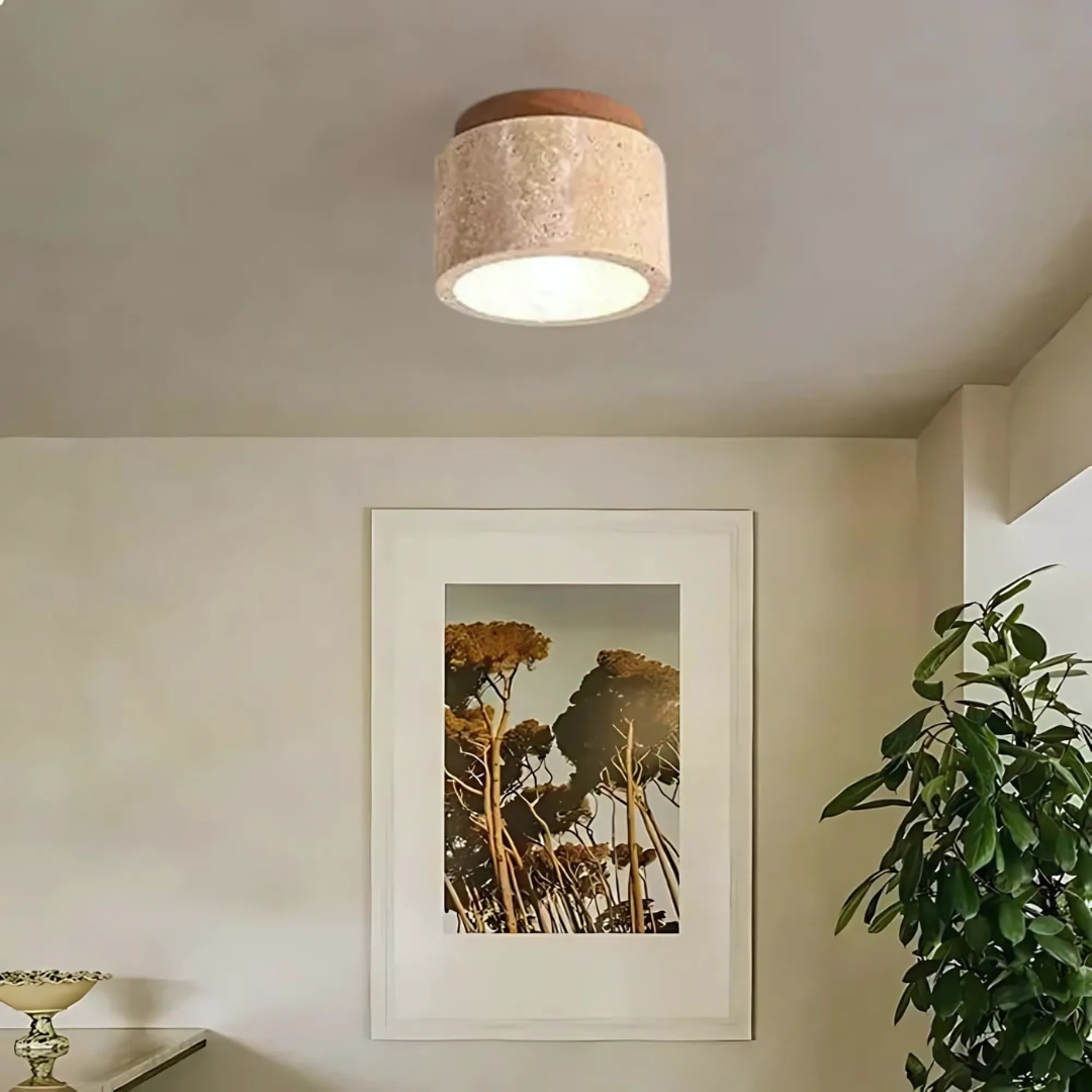 Moderne Plafondlamp Cilindervorm met Houten Accent