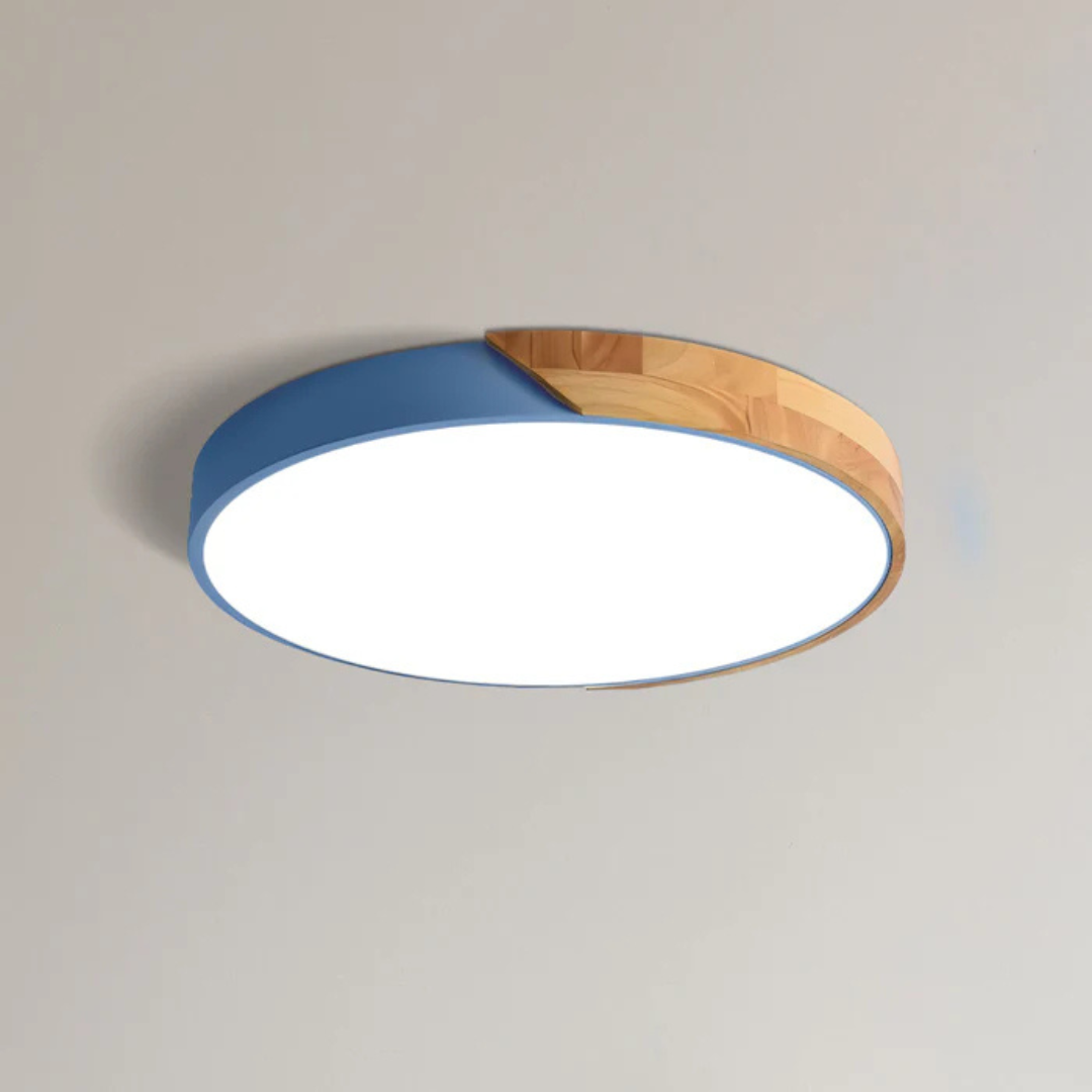 Ronde Scandinavische LED plafondlamp met houten details