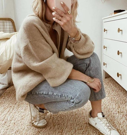 Oversized Cardigan met Knoopsluiting en Verlaagde Schouders voor Dames