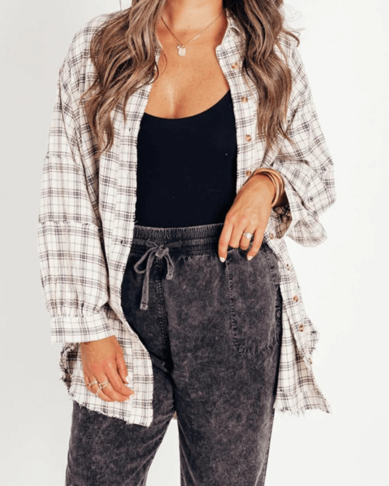 Lara - Oversized Geruit Overhemd met Lange Mouwen
