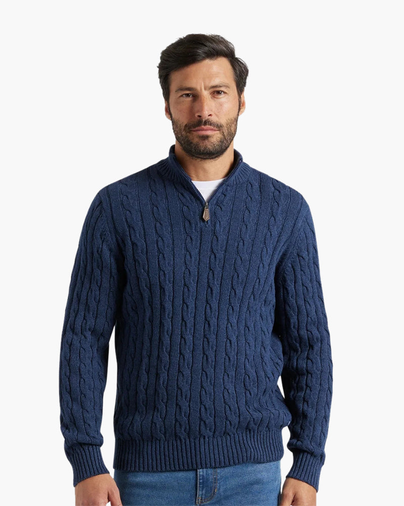 Heren 3 Delige Set Half Zip Trui met Broek en Loafers