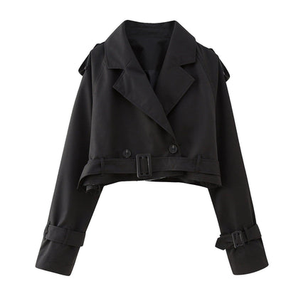 Emory – Cropped Trenchcoat met Tailleband voor Dames