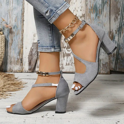 Dasa - Sandalen met blokhak en gouden accent