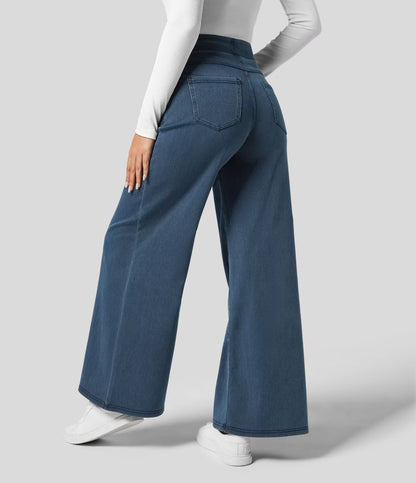 Norella - Wijde broek met high waist en elastische taille voor dames