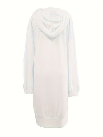 Comfortabele Oversized Midi Sweater Jurk Met Hoodie Voor Dames