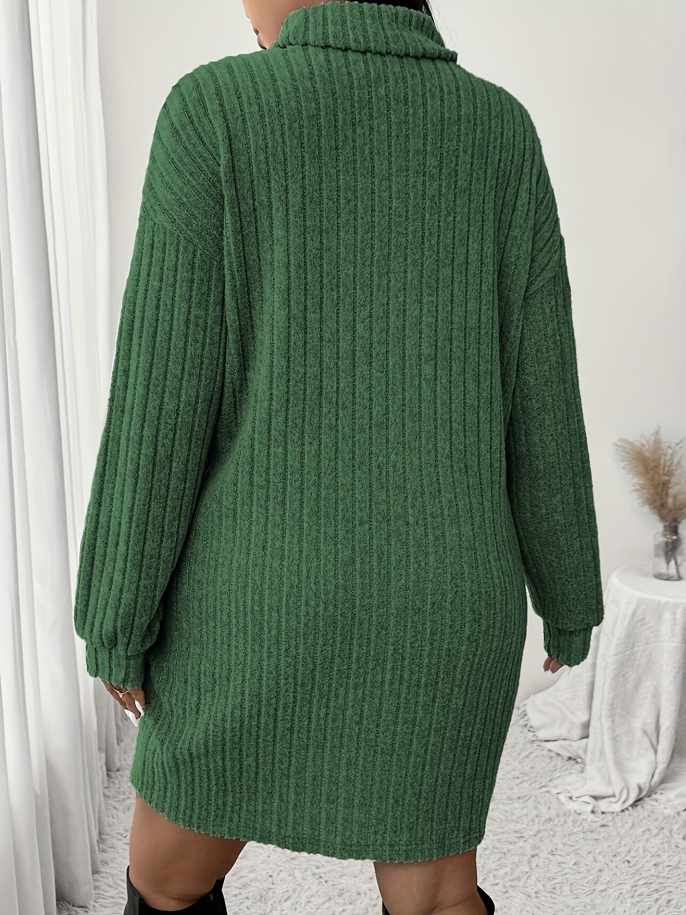 Chique Geribde Mini Sweaterjurk Met Col Voor Vrouwen