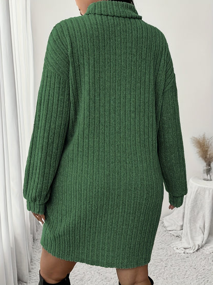 Chique Geribde Mini Sweaterjurk Met Col Voor Vrouwen