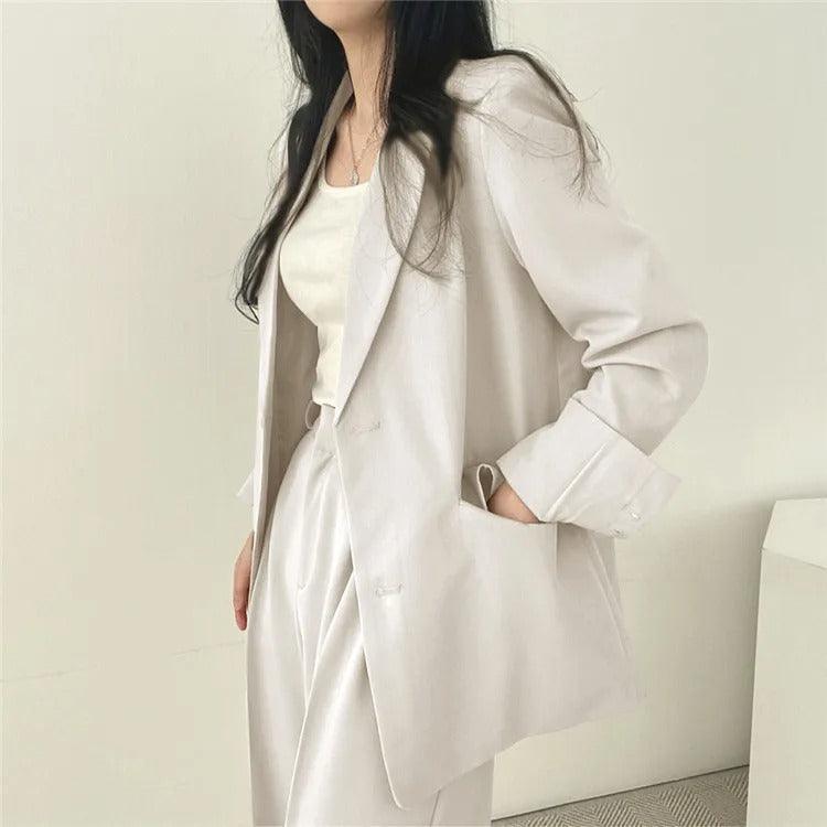 Athena - Minimalistische Blazerset met Bijpassende Broek voor Dames