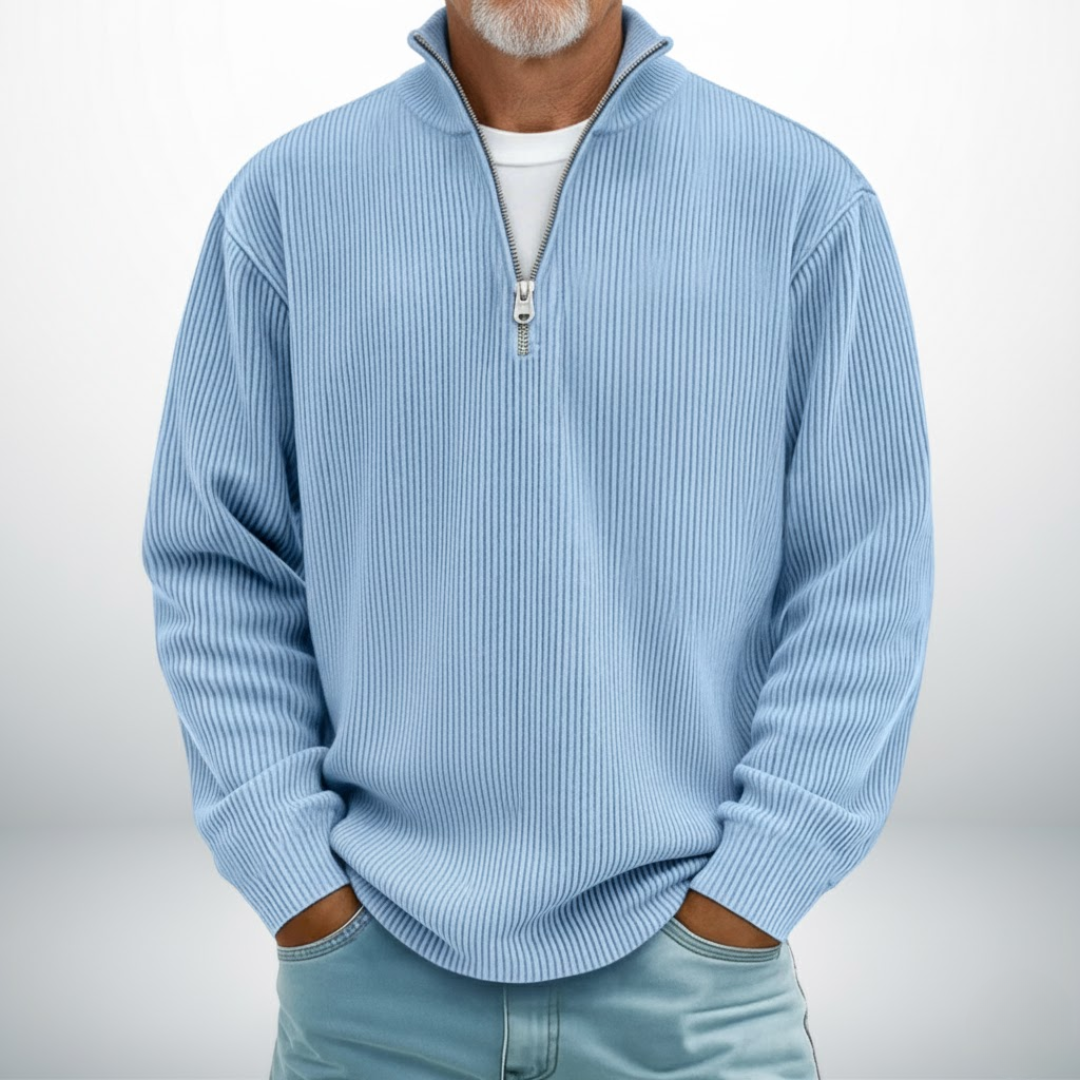Heren Trui Met Halve Rits En Opstaande Kraag Casual Comfort