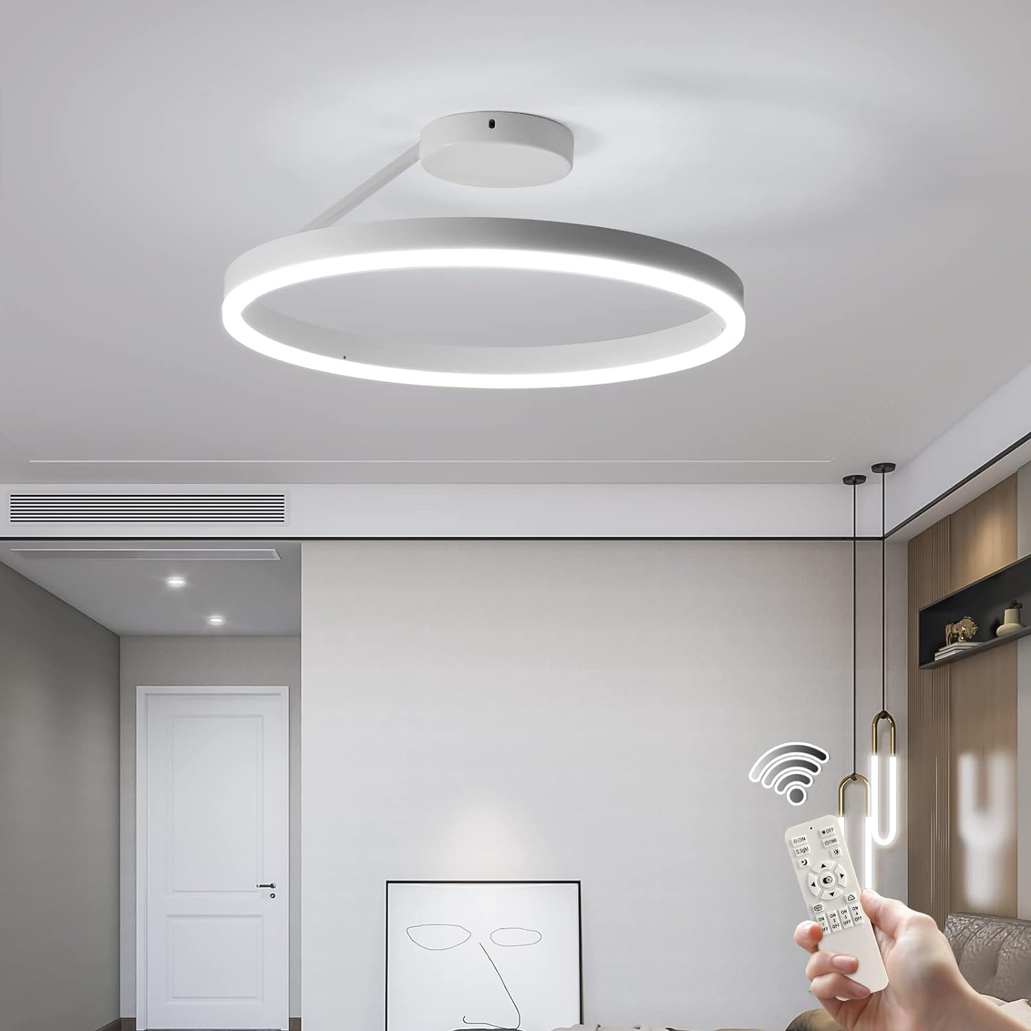 Ronde Scandinavische Plafondlamp Met Hangende LED-Ring