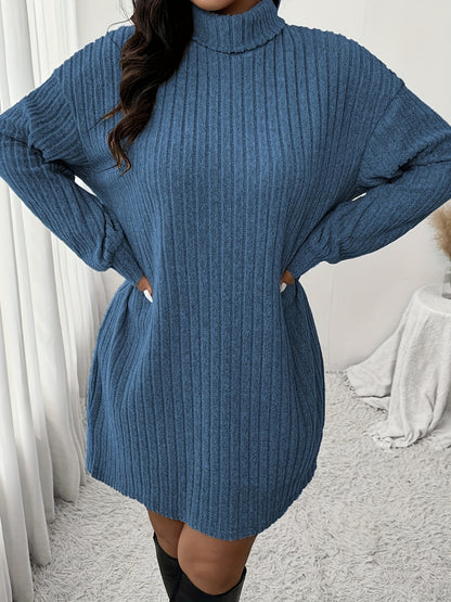 Chique Geribde Mini Sweaterjurk Met Col Voor Vrouwen