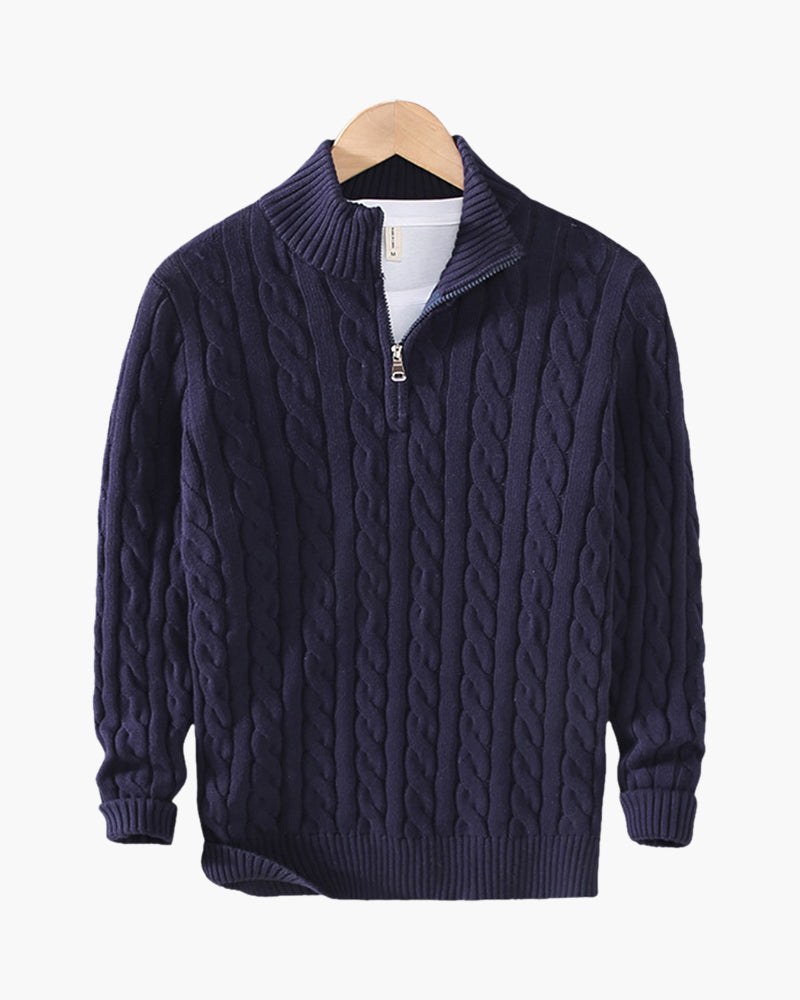 Heren 3 Delige Set Half Zip Trui met Broek en Loafers