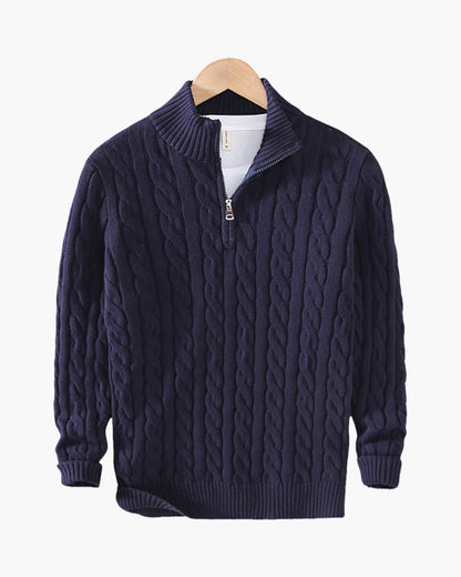 Heren 3 Delige Set Half Zip Trui met Broek en Loafers