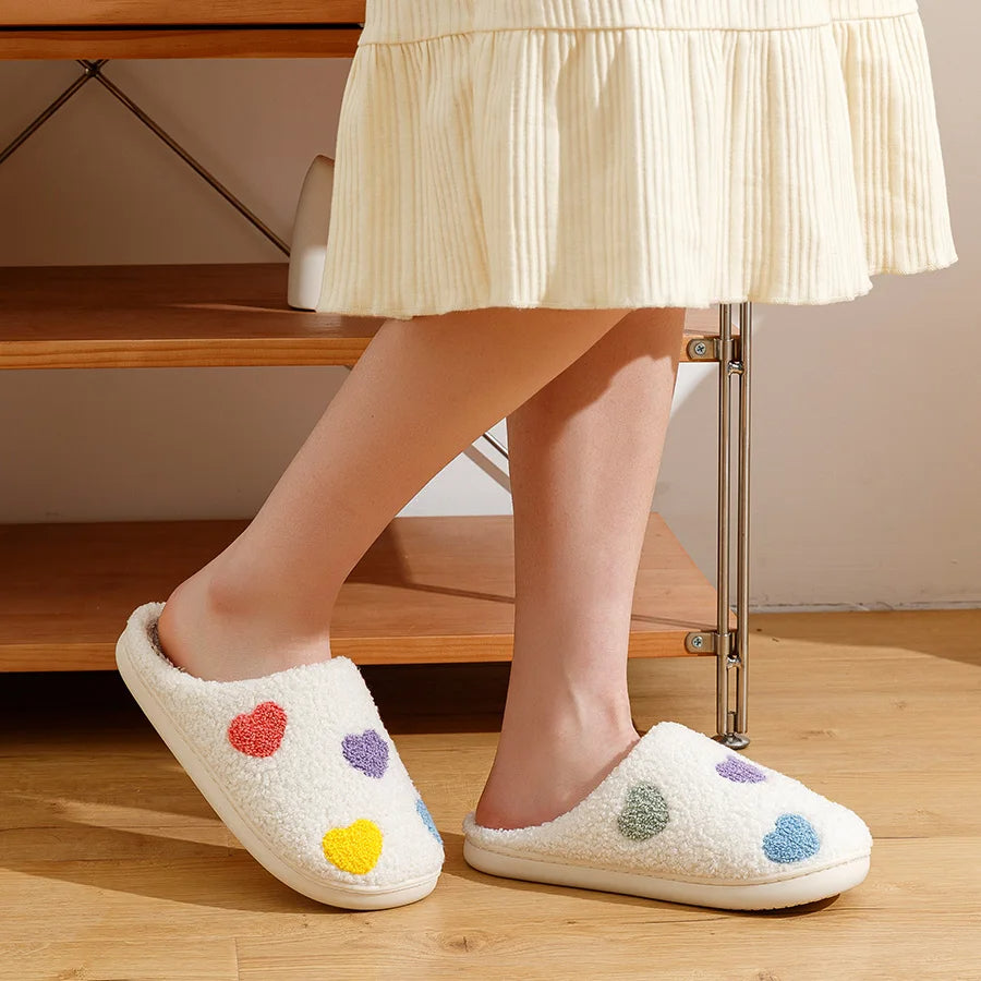 Warme Pantoffels Met Kleurrijk Hartjespatroon Voor Vrouwen