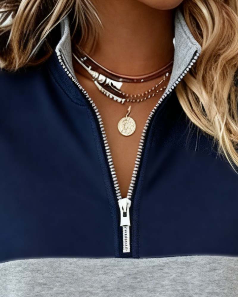 Casual Dames Sweater Met Halve Rits En Comfortabele Pasvorm