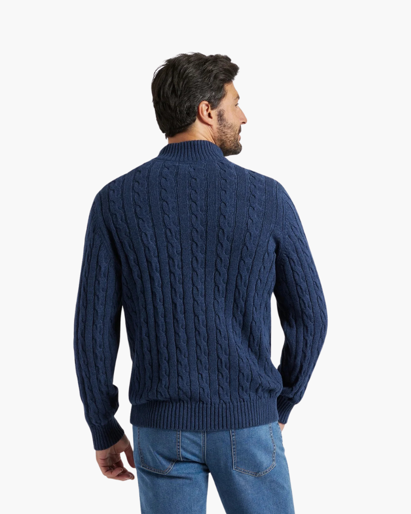 Heren 3 Delige Set Half Zip Trui met Broek en Loafers
