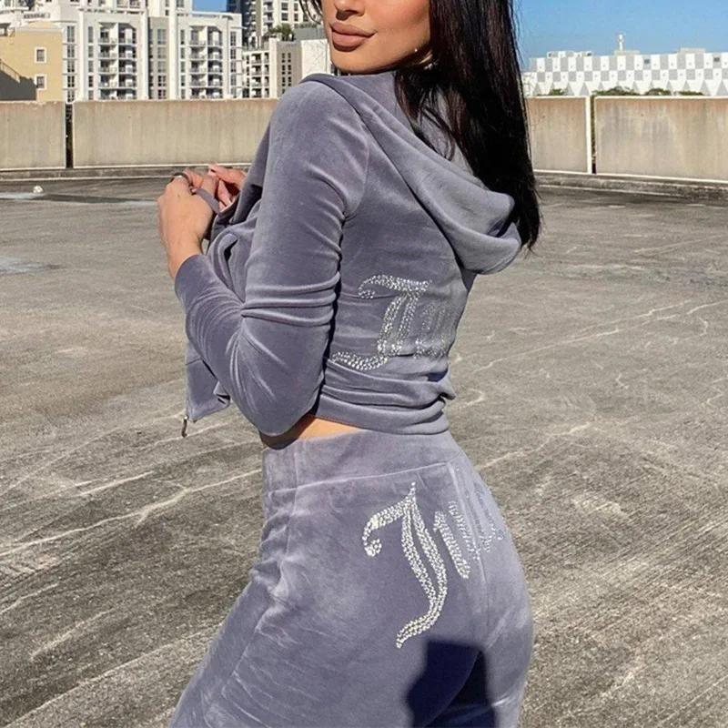 Luxe Zachte Velours Trainingspak Set voor Vrouwen
