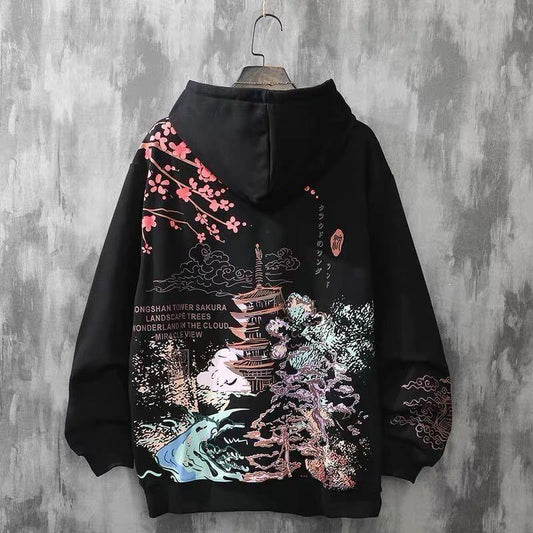 Casual Dames Hoodie met Japanse Sakura Print