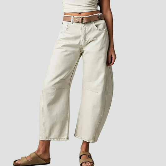 Trendy Dames Broek met Hoge Taille en Moderne Wijde Fit