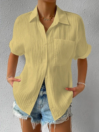 Ilyria - Relaxed Fit Button-Down overhemd met korte mouwen