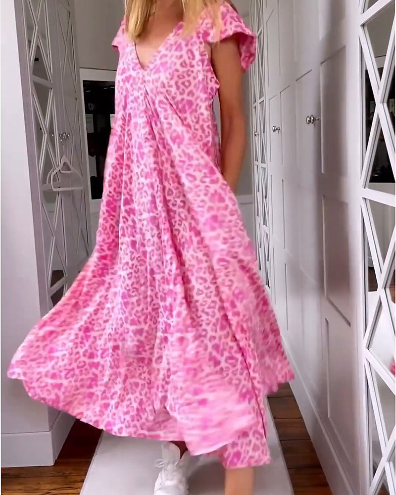 Elvira - Soepel vallende Maxi Jurk met luipaardprint voor dames