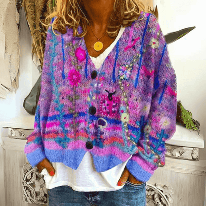 Matilda - Helder gebreid vest met bloemen